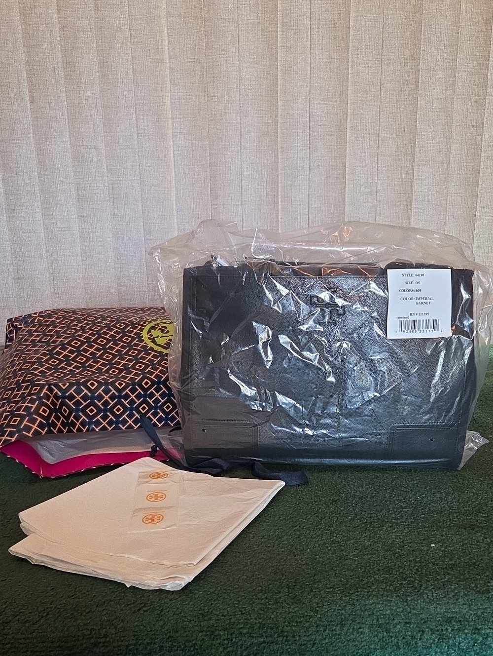 Tory Burch Black Leather Tote with Logo